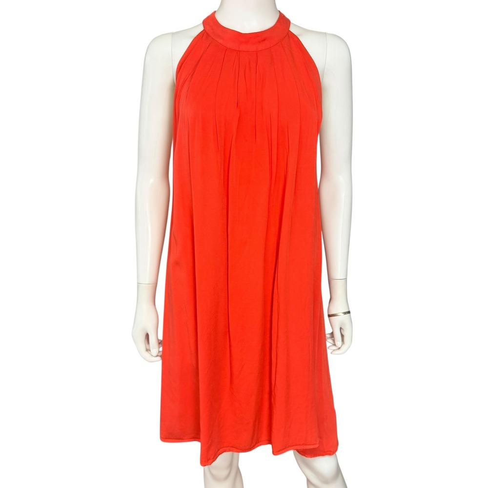 KIRUNDO Coral Halter Midi Dress XL Flowy Minimalist Festive‎ Resort Summer Chic
